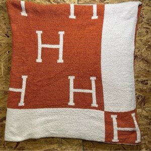 Orange and White H Pattern Throw Blanket 
55x55 (SKU237)